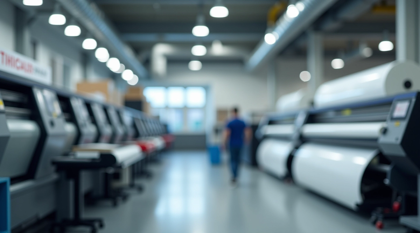 Professional print production facility with modern equipment and quality control