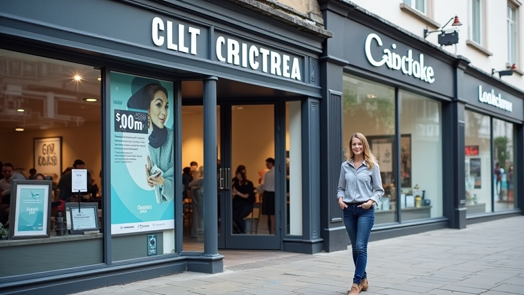 Modern shopfront with professional signage displaying a retail brand name and window graphics